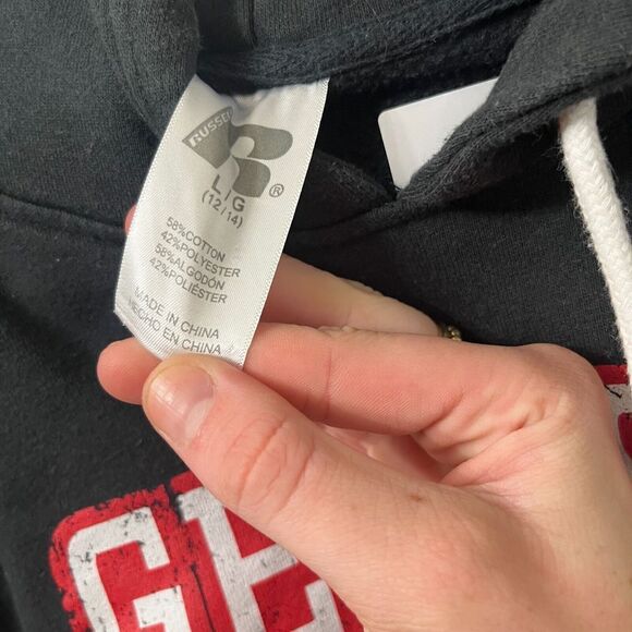 Georgia Bulldogs NCAA Hoodie Large 12 Russell Athletic Women Fleece Jacket Black - Picture 2 of 8